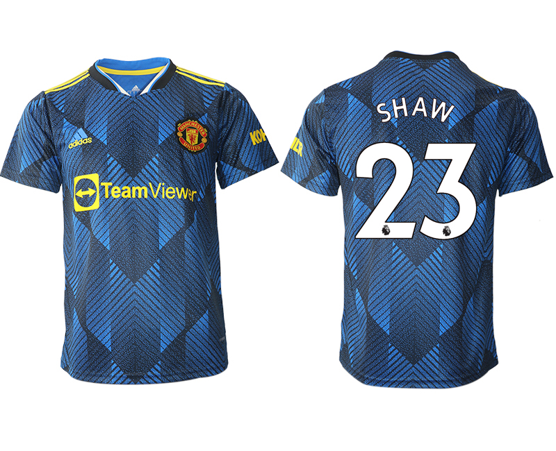 Men 2021-2022 Club Manchester United Second away aaa version blue #23 Soccer Jersey->manchester united jersey->Soccer Club Jersey